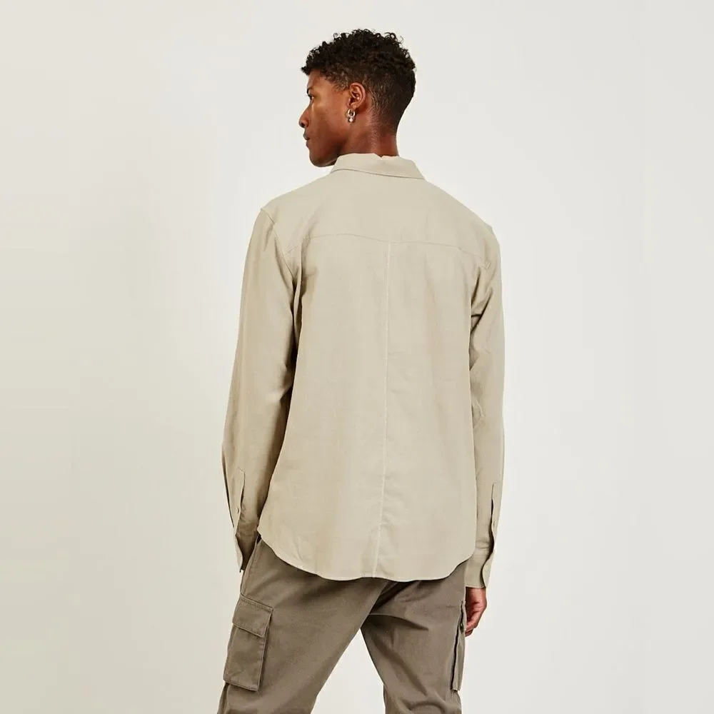 PAIGE NWT Men’s Ferrell Shirt in the color Soft Tan size Small
